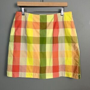 Retro Plaid skort size 12 Colorful Golf Tennis Prep Liz Claiborne Green Preppy